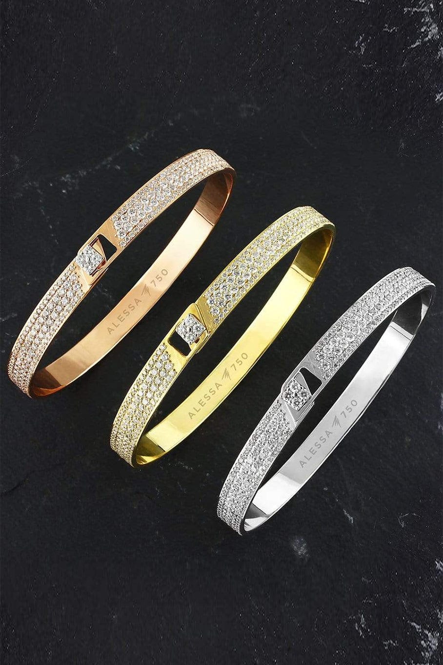 ALESSA JEWELRY-Spectrum Pave Diamond Bracelet-YELLOW GOLD