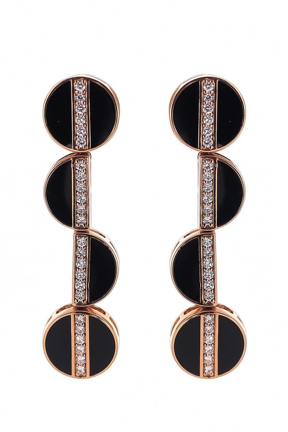 Diamond Enamel Elixer Long Earrings-ROSE GOLD-JEWELRYFINE JEWELEARRING-ALESSA JEWELRY