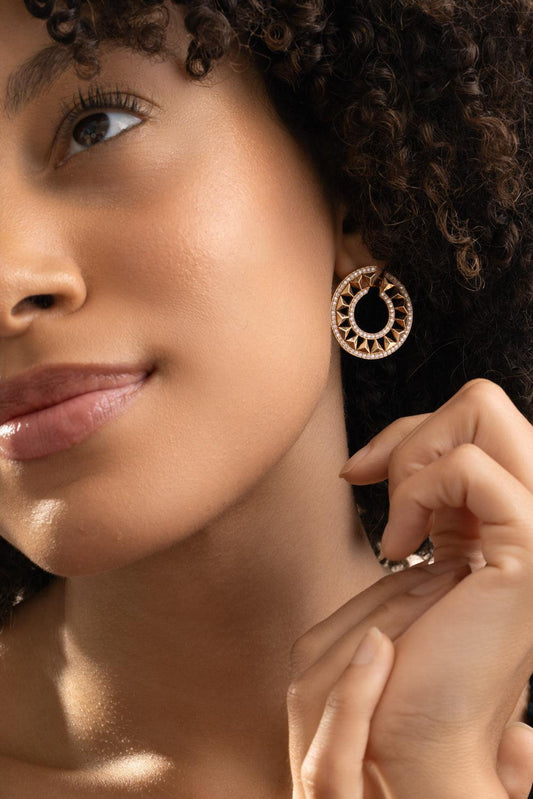 Diamond Force Hoop Earrings-ROSE GOLD-JEWELRYFINE JEWELEARRING-ALESSA JEWELRY