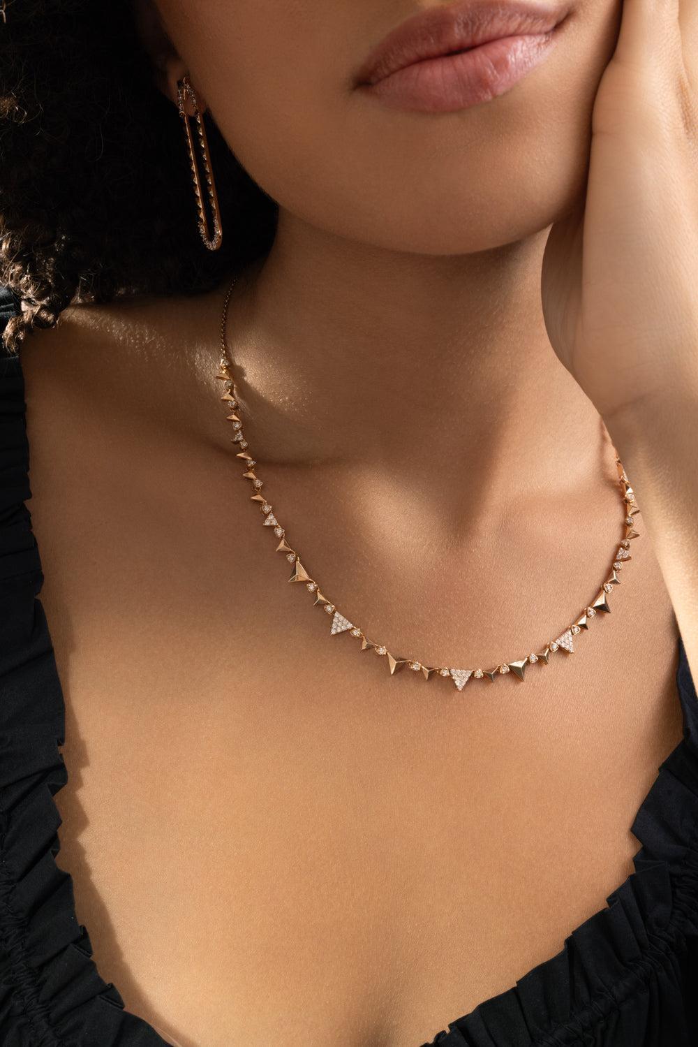 Diamond Rising Necklace-ROSE GOLD-JEWELRYFINE JEWELNECKLACE O-ALESSA JEWELRY
