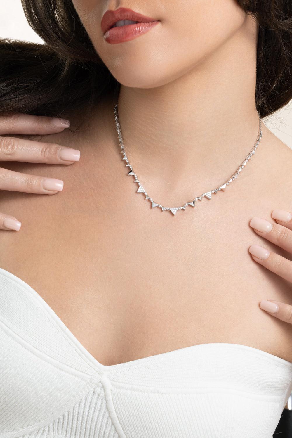 Diamond Rising Necklace-WHITE GOLD-JEWELRYFINE JEWELNECKLACE O-ALESSA JEWELRY