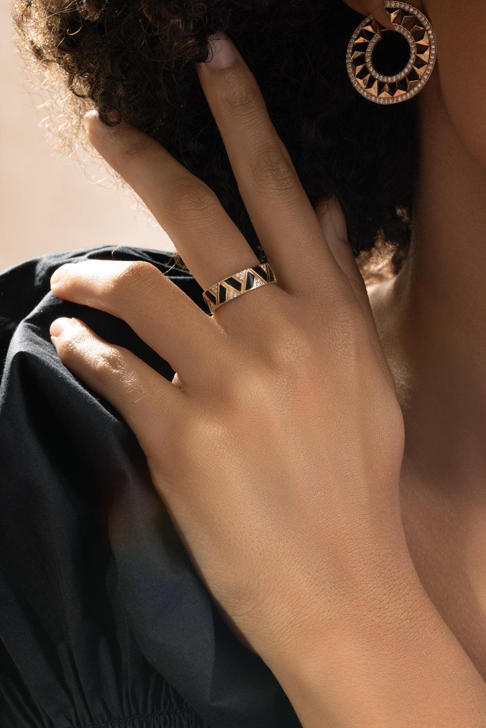 Diamond Binary Continuity Ring-ROSE GOLD-8-JEWELRYFINE JEWELRING-ALESSA JEWELRY