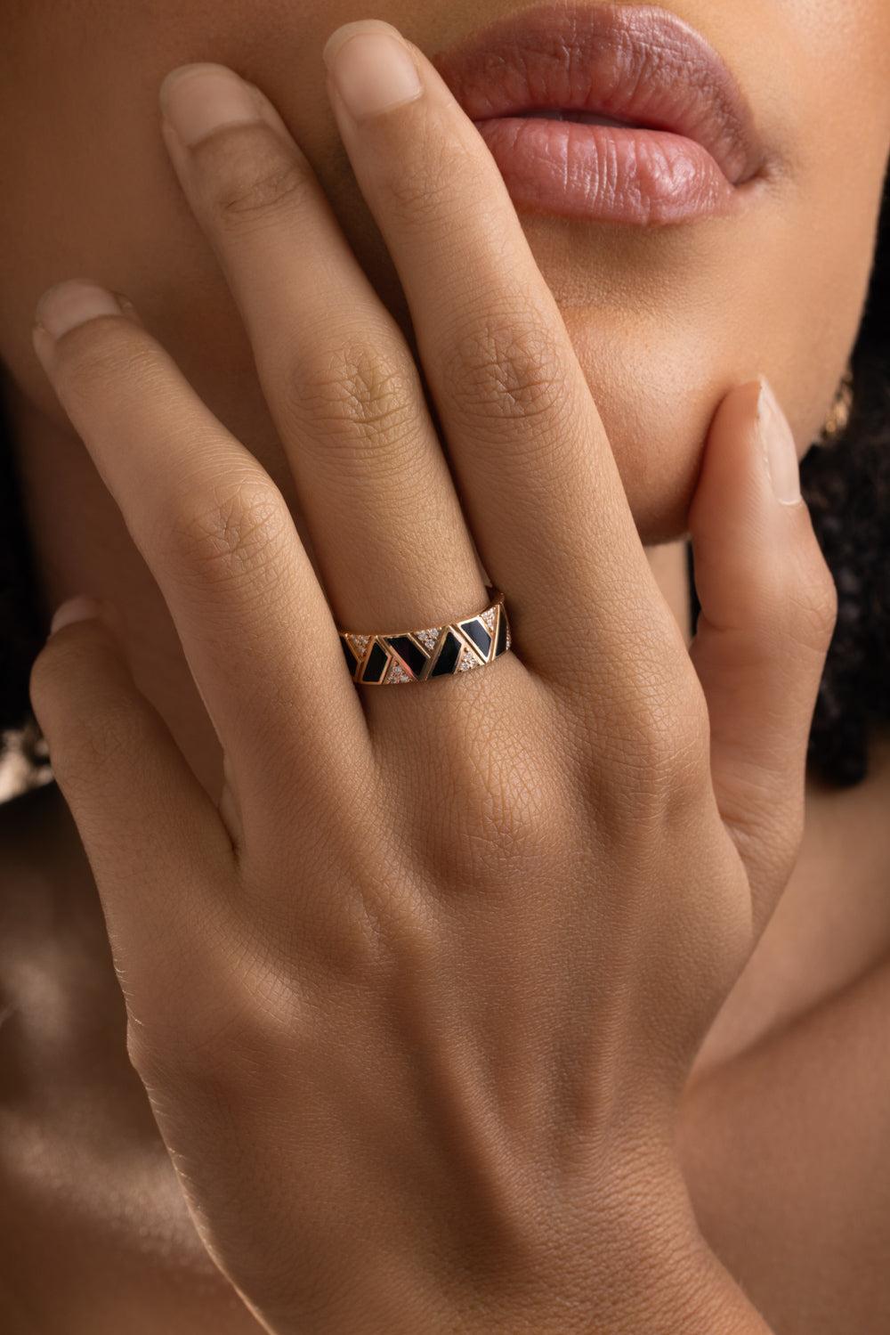 Diamond Binary Continuity Ring-ROSE GOLD-8-JEWELRYFINE JEWELRING-ALESSA JEWELRY