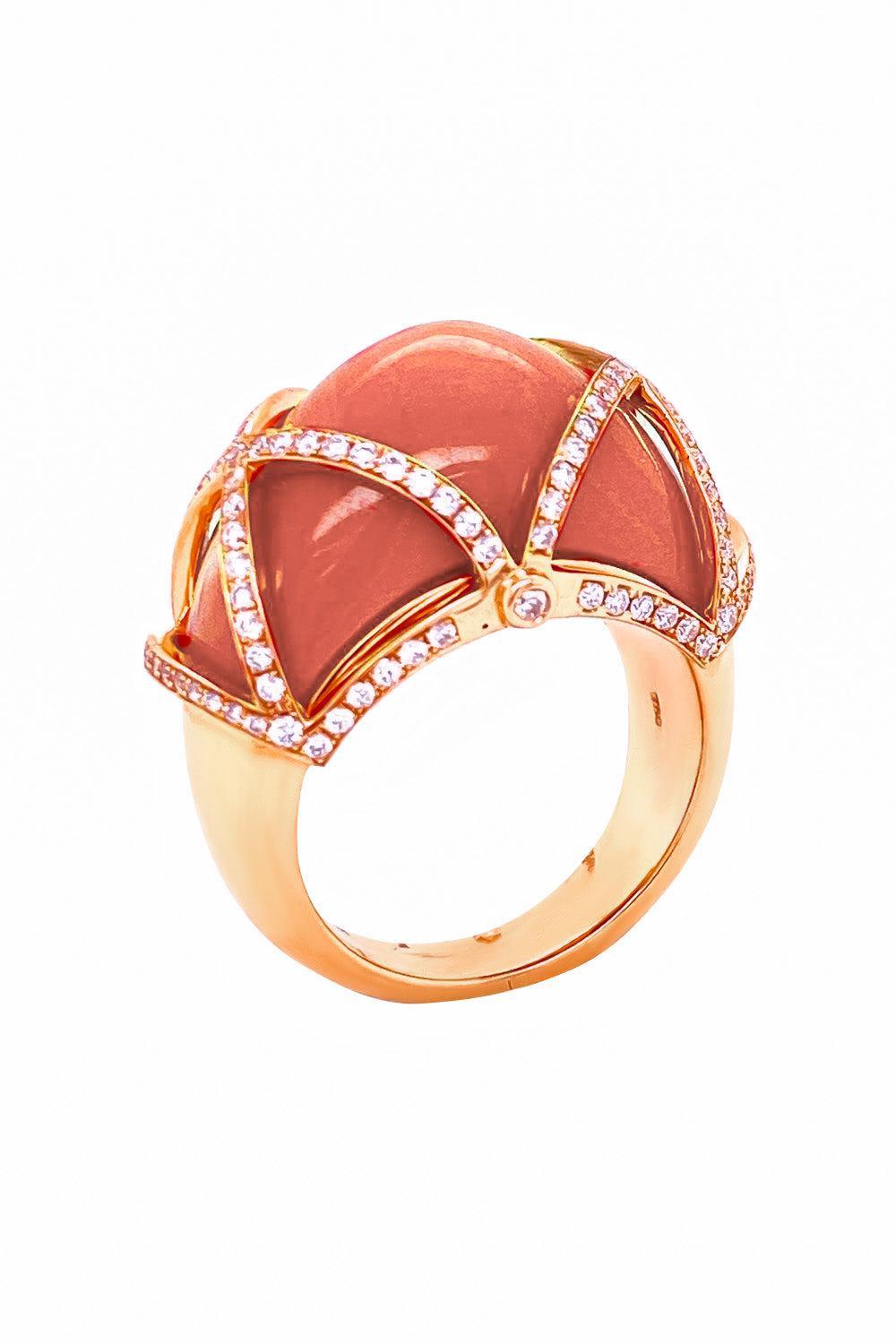 Coral Diamond Incanto Ring-YELLOW GOLD-JEWELRYFINE JEWELRING-ALETTO BROTHERS