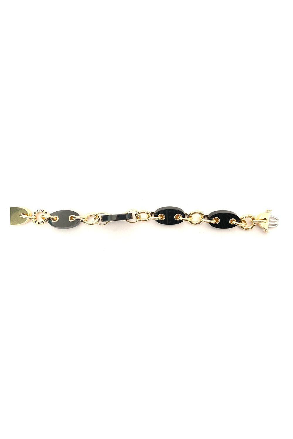 Black Onyx Costa Link Bracelet-YELLOW GOLD-JEWELRYFINE JEWELBRACELET O-ALETTO BROS.