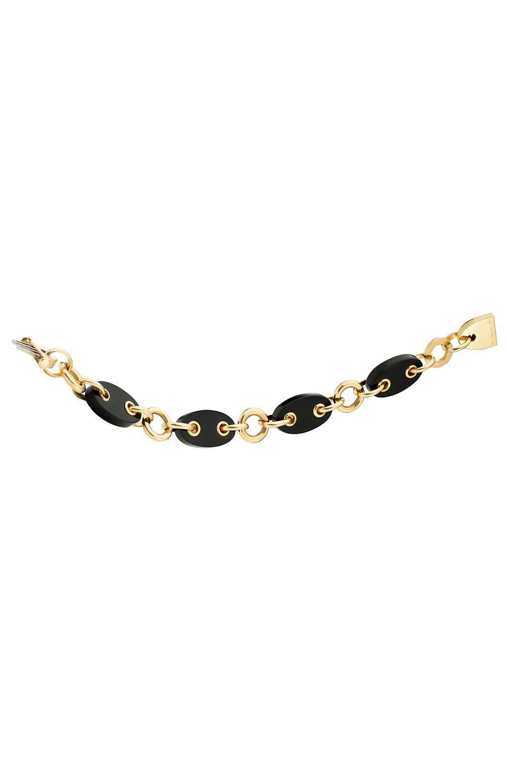 Black Onyx Costa Link Bracelet-YELLOW GOLD-JEWELRYFINE JEWELBRACELET O-ALETTO BROS.