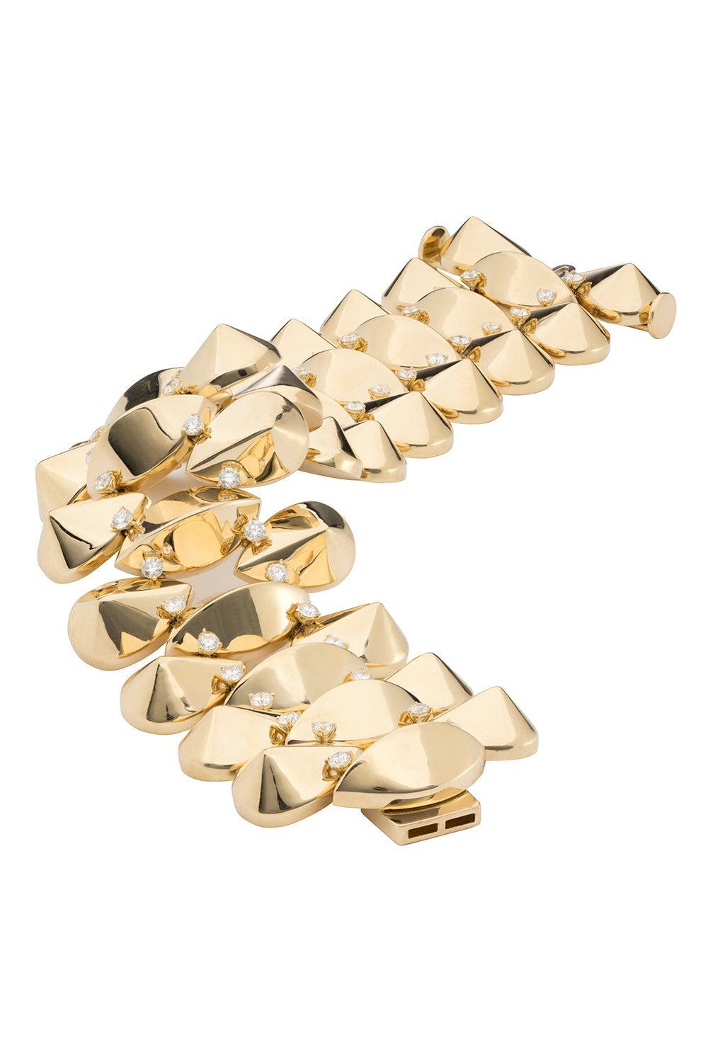 Diamond Accent Gilded Echo Bracelet-YELLOW GOLD-JEWELRYFINE JEWELBRACELET O-ALETTO BROS.