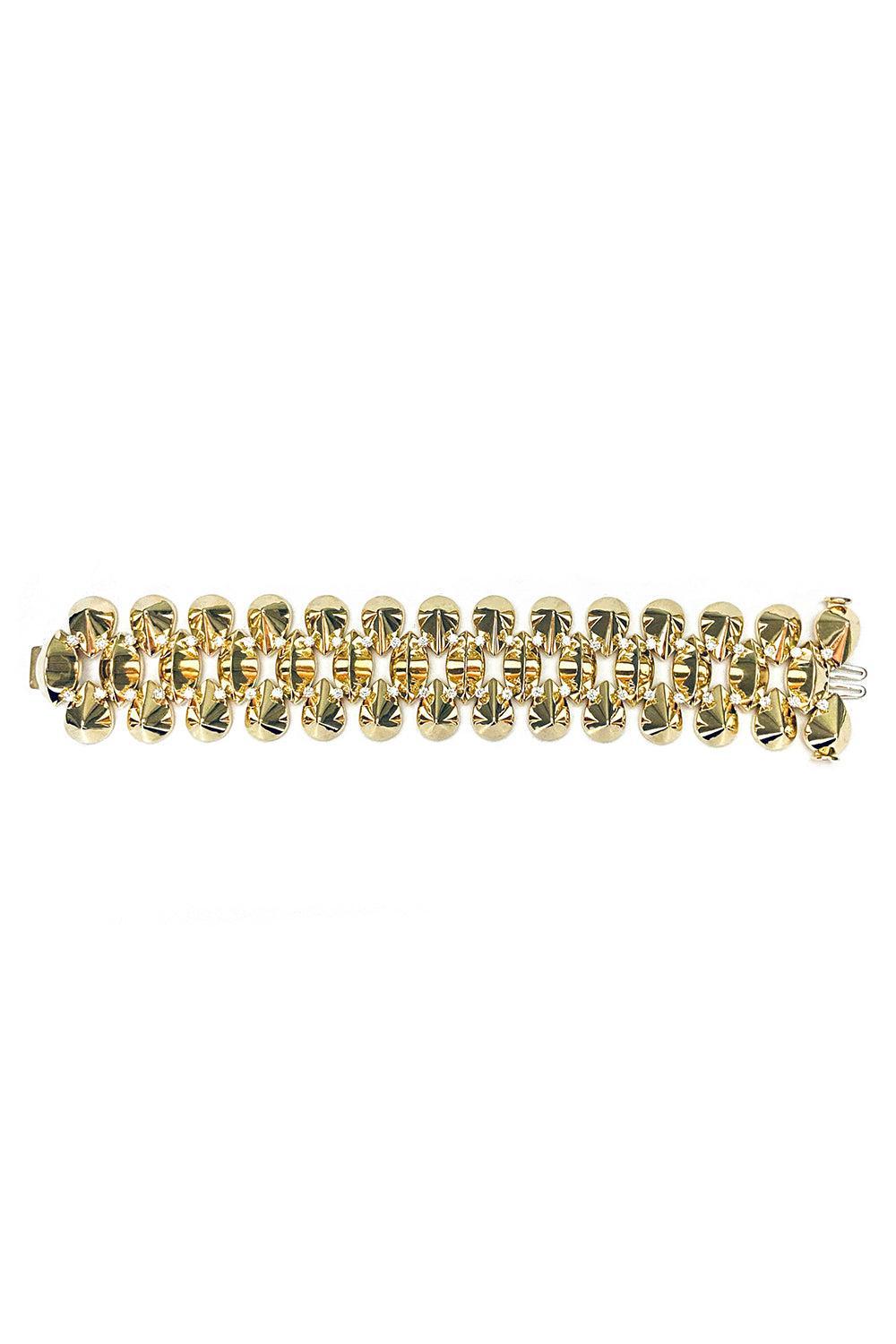 Diamond Accent Gilded Echo Bracelet-YELLOW GOLD-JEWELRYFINE JEWELBRACELET O-ALETTO BROS.