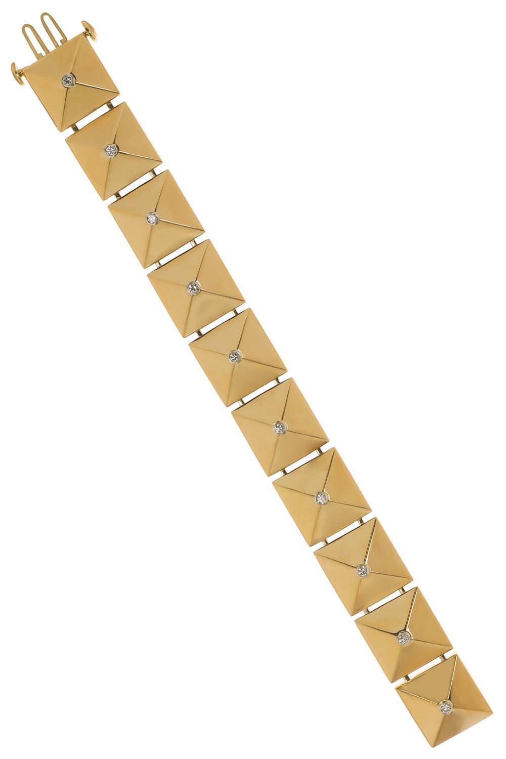 Diamond Accent Piramide Bracelet-YELLOW GOLD-JEWELRYFINE JEWELBRACELET O-ALETTO BROTHERS