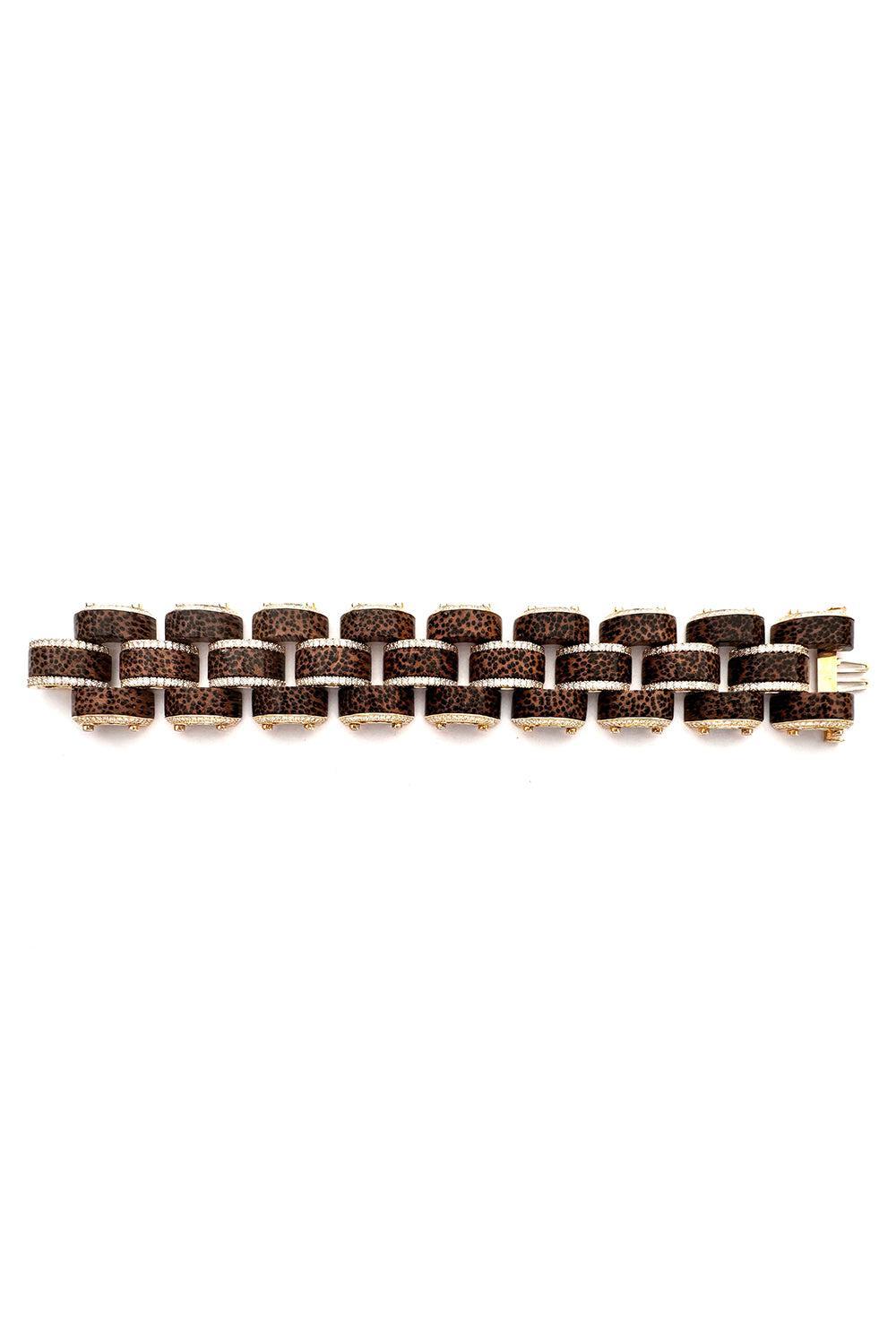 Leopard Palm Wood Selvaggia Bracelet-YELLOW GOLD-JEWELRYFINE JEWELBRACELET O-ALETTO BROS.