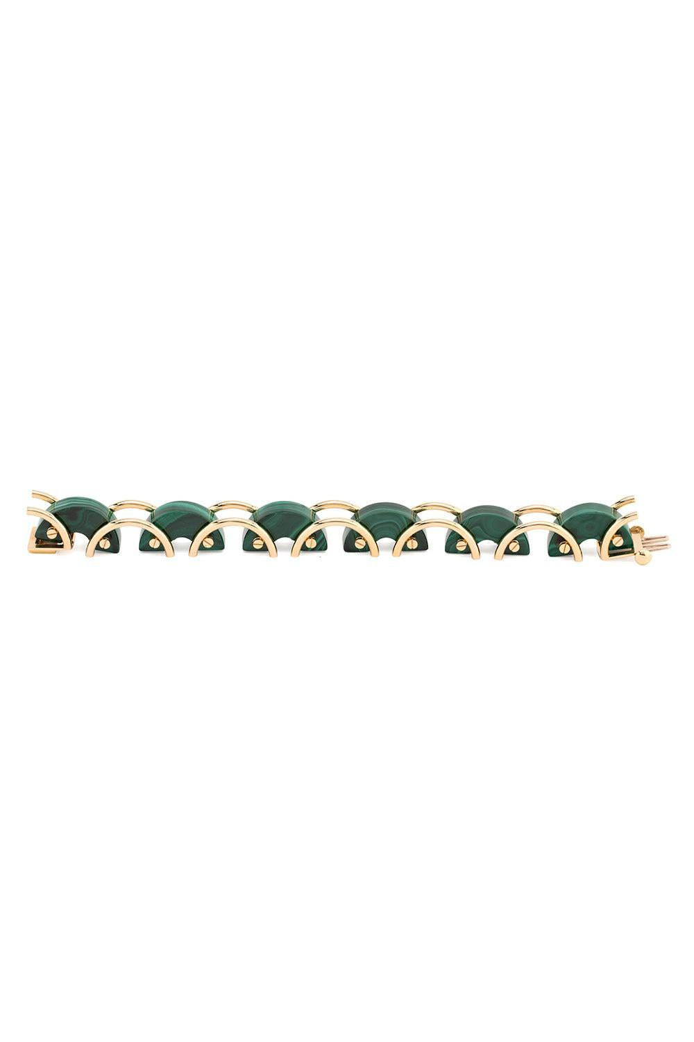 Malachite Luna Curve Bracelet-YELLOW GOLD-JEWELRYFINE JEWELBRACELET O-ALETTO BROS.