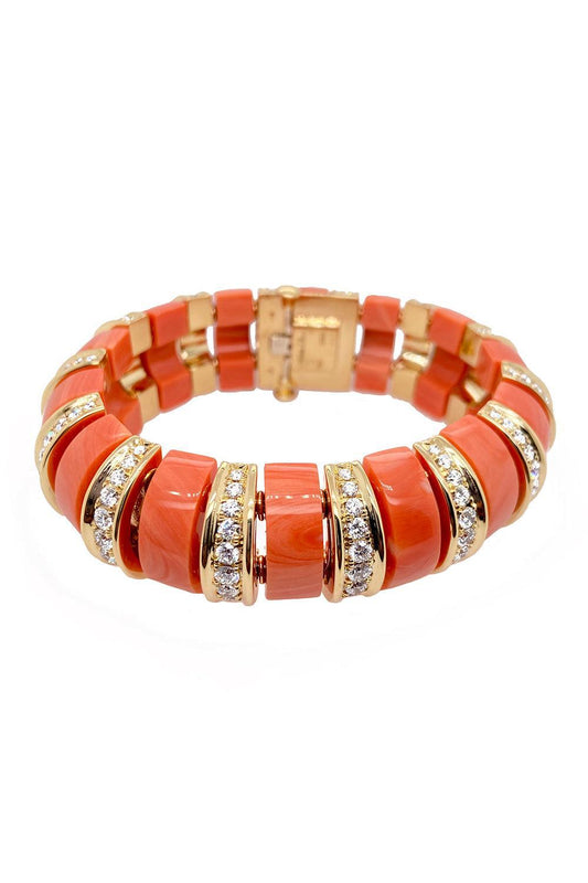 Mediterranean Coralia Diamond Bracelet-YELLOW GOLD-JEWELRYFINE JEWELBRACELET O-ALETTO BROS.