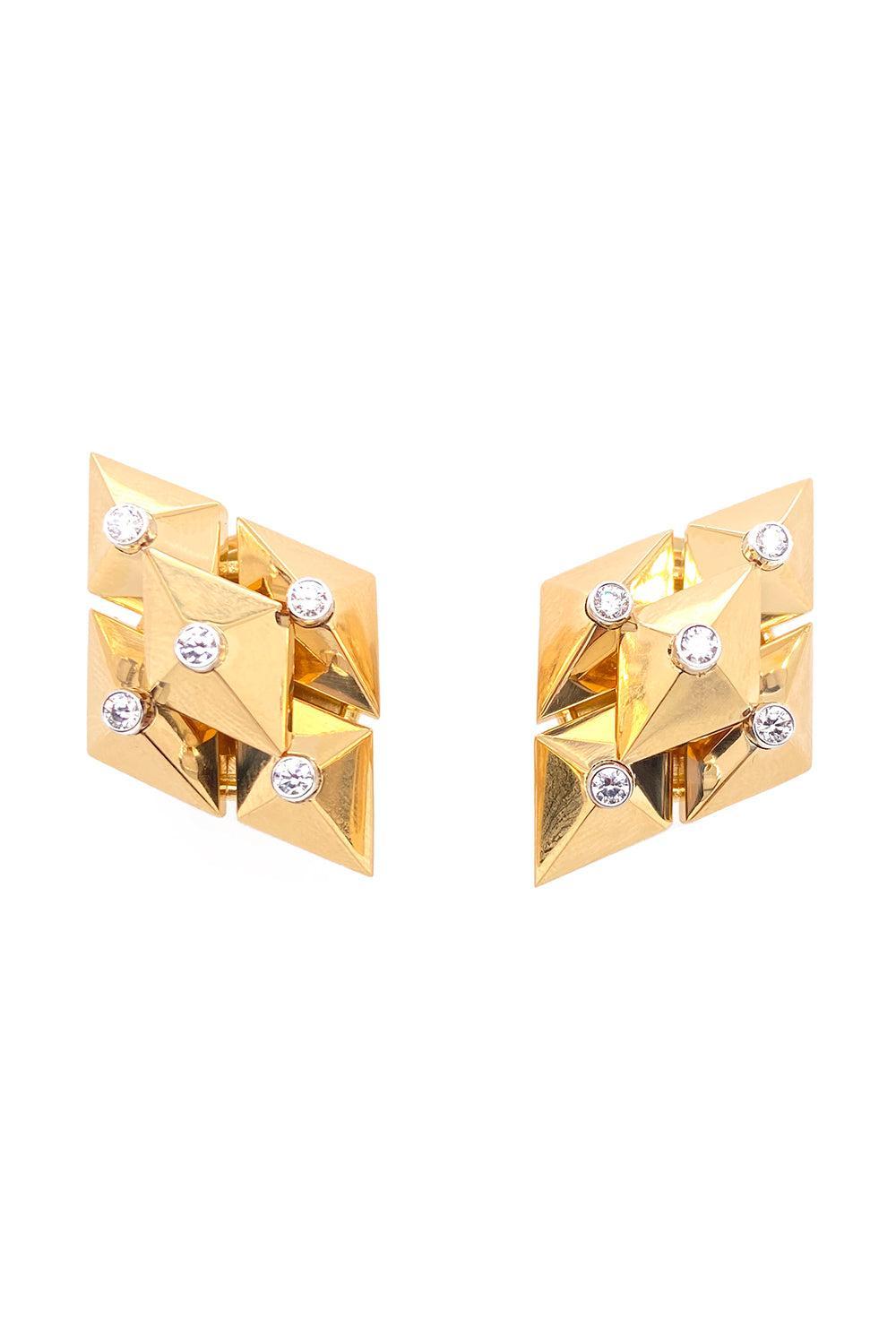 Diamond Piramide Doppia Earrings-YELLOW GOLD-JEWELRYFINE JEWELEARRING-ALETTO BROS.