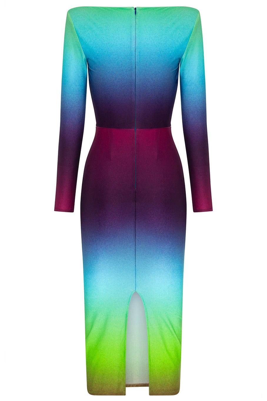 ALEX PERRY-Toryn Lycra Scoop Neck Long Sleeve Dress-