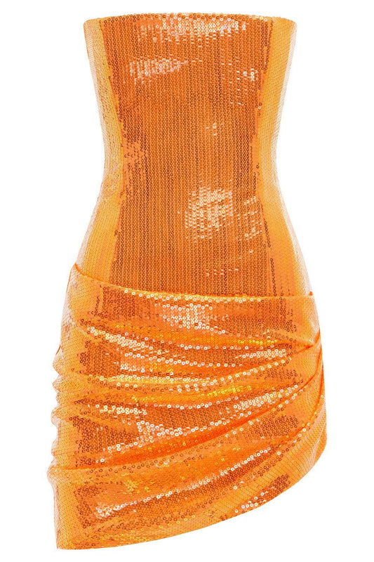 Strapless Sequin Drape Mini Dress-ORANGE-4-CLOTHINGDRESSCOCKTAIL-ALEX PERRY