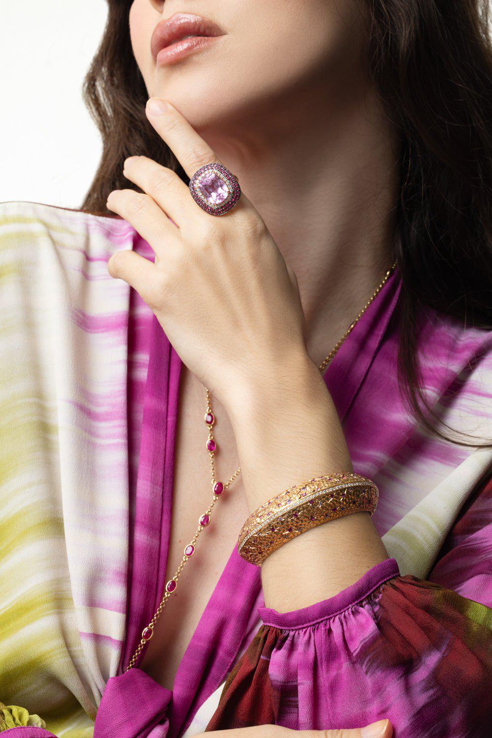 ALEXANDER LAUT-Diamond Sapphire Stellar Cuff Bracelet-ROSE GOLD