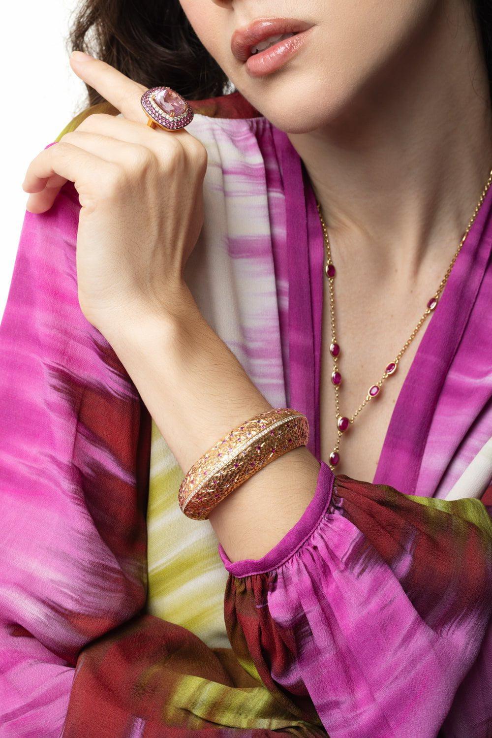 ALEXANDER LAUT-Diamond Sapphire Stellar Cuff Bracelet-ROSE GOLD