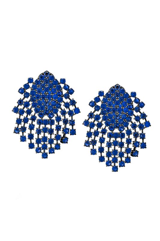 ALEXANDER LAUT-Blue Sapphire Embrace Earrings-BLACK GOLD