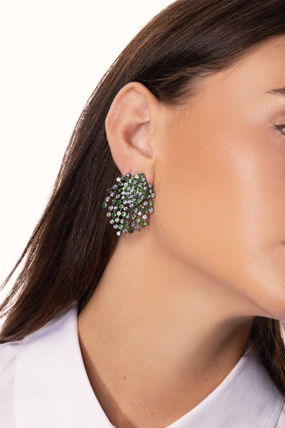 ALEXANDER LAUT-Tsavorite Sapphire Embrace Earrings-BLACK GOLD