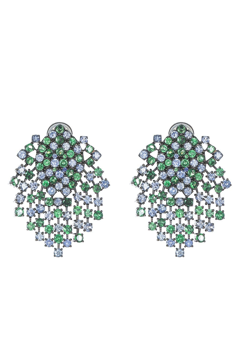 ALEXANDER LAUT-Tsavorite Sapphire Embrace Earrings-BLACK GOLD