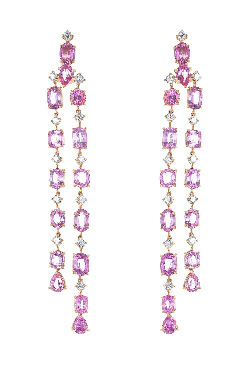 ALEXANDER LAUT-Diamond Sapphire Strand Earrings-ROSE GOLD