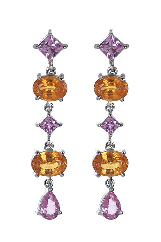 Garnet Pink Sapphire Drop Earrings