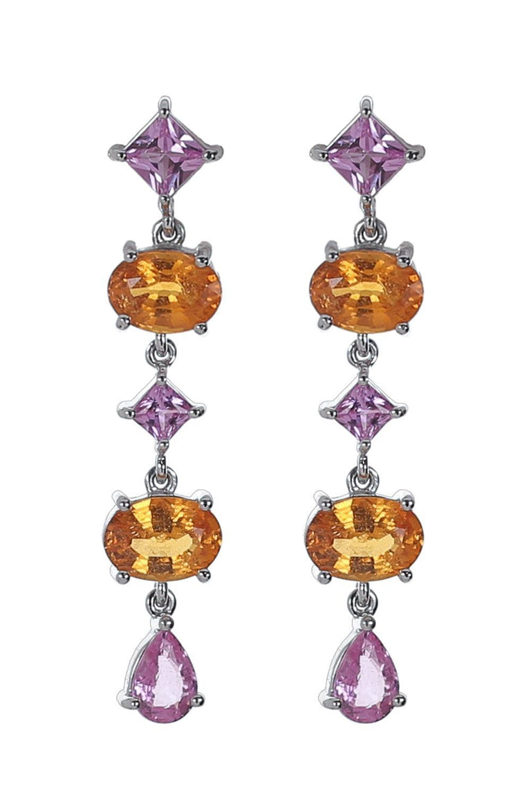 Garnet Pink Sapphire Drop Earrings
