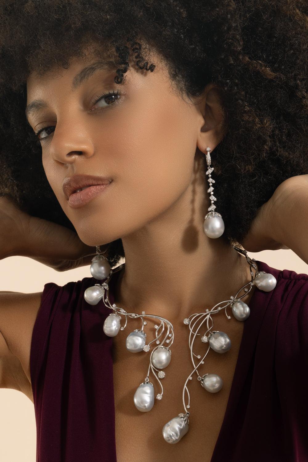 Pearl Diamond Drop Earrings-WHITE GOLD-JEWELRYFINE JEWELEARRING-ALEXANDER LAUT