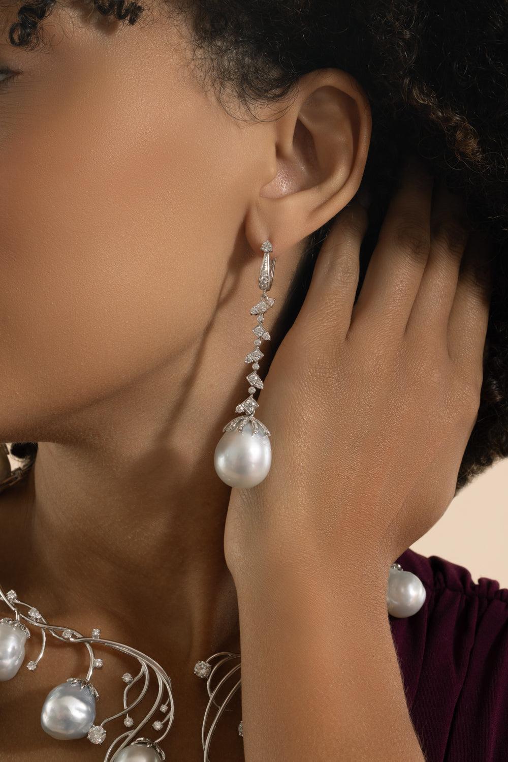 Pearl Diamond Drop Earrings-WHITE GOLD-JEWELRYFINE JEWELEARRING-ALEXANDER LAUT