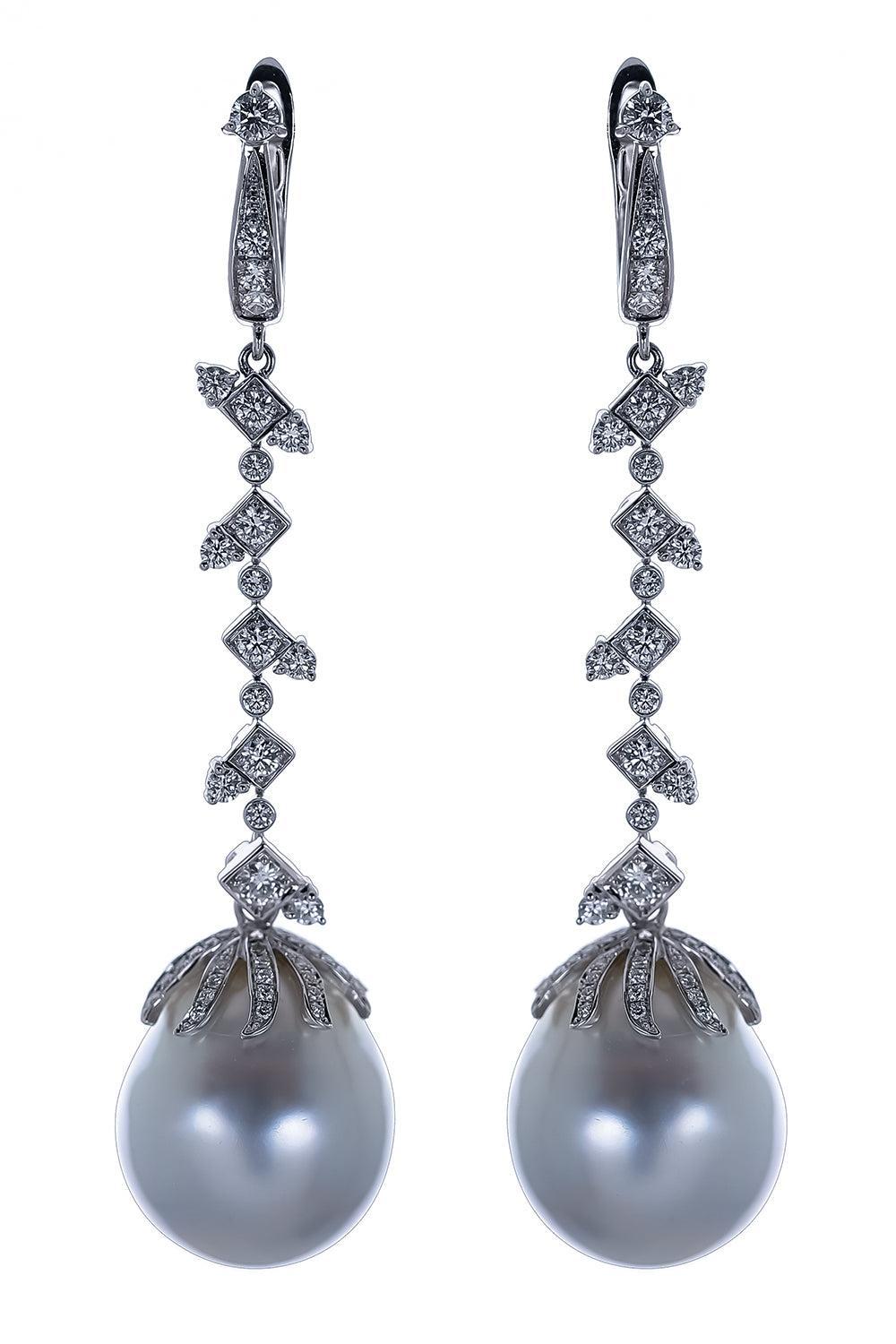 Pearl Diamond Drop Earrings-WHITE GOLD-JEWELRYFINE JEWELEARRING-ALEXANDER LAUT