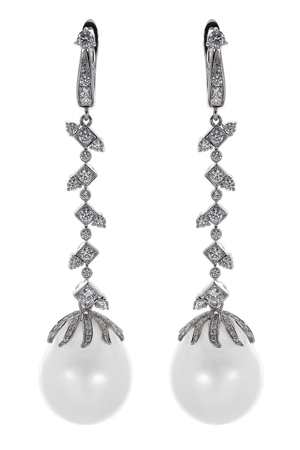 Pearl Diamond Drop Earrings-WHITE GOLD-JEWELRYFINE JEWELEARRING-ALEXANDER LAUT