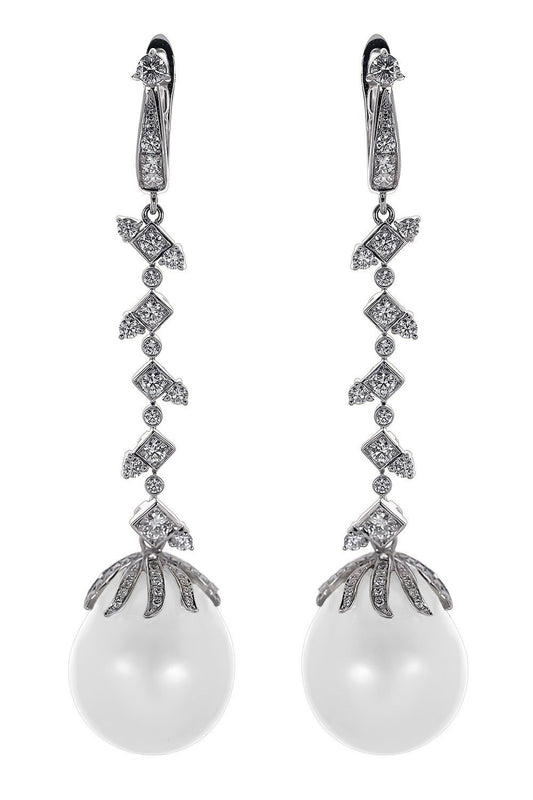 Pearl Diamond Drop Earrings-WHITE GOLD-JEWELRYFINE JEWELEARRING-ALEXANDER LAUT