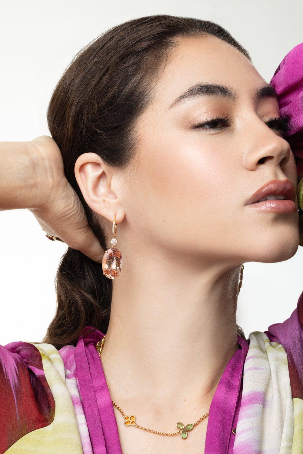 ALEXANDER LAUT-Morganite Diamond Earrings-YELLOW GOLD