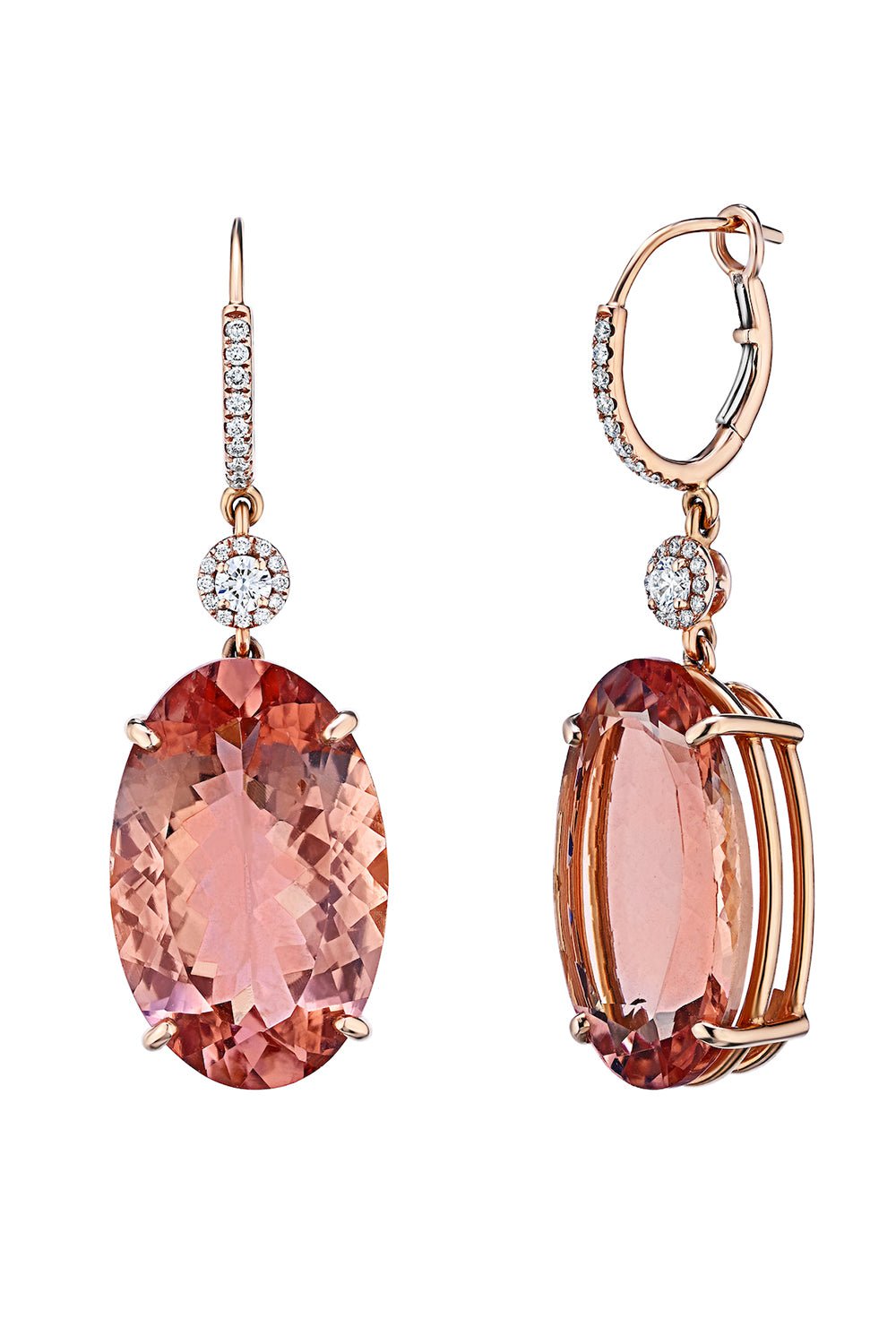 ALEXANDER LAUT-Morganite Diamond Earrings-YELLOW GOLD