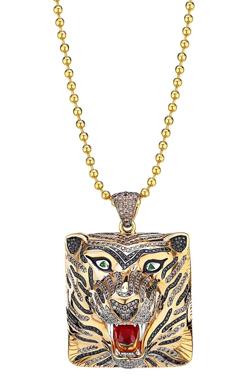 ALEXANDER LAUT-Large Tiger Pendant Necklace-YELLOW GOLD