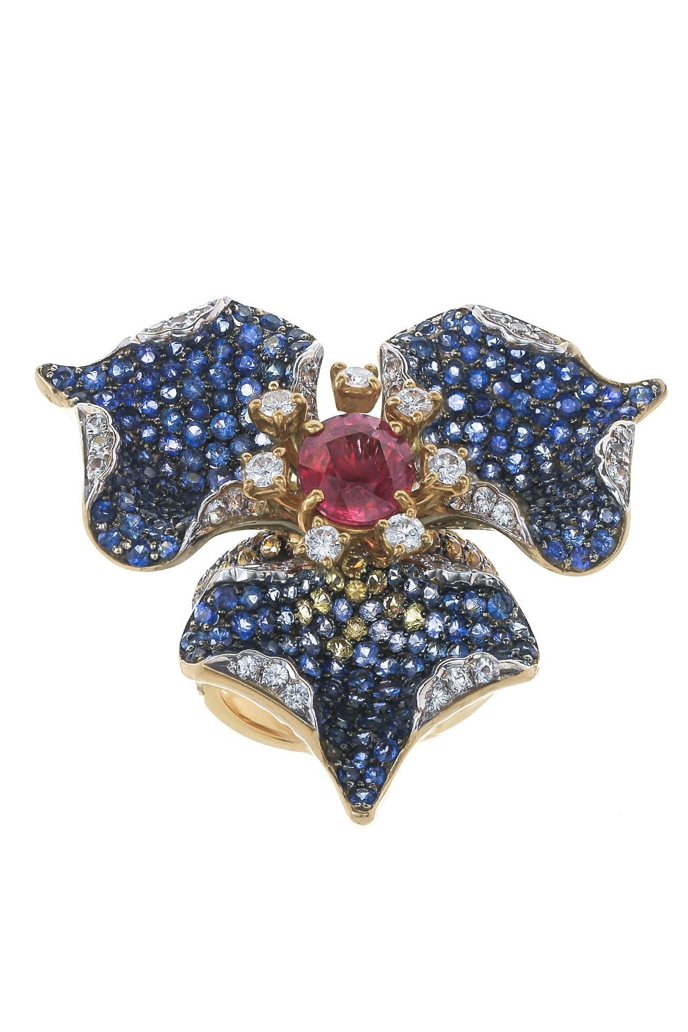 ALEXANDER LAUT-Diamond Ruby Lilly Ring-YELLOW GOLD