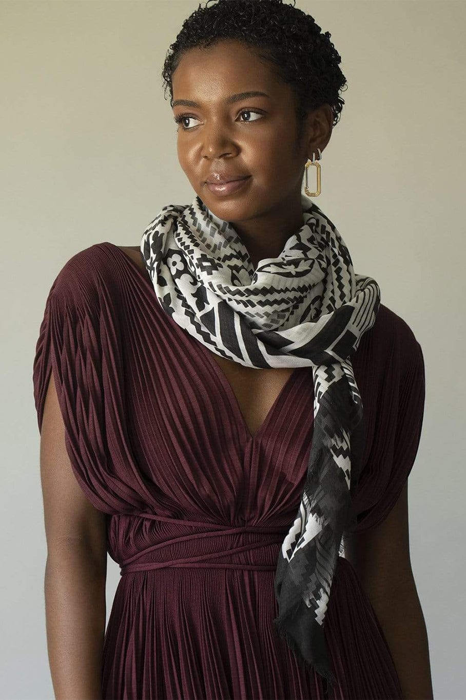 ALEXANDER MCQUEEN-Patchwork Print Scarf-BLK/WHT