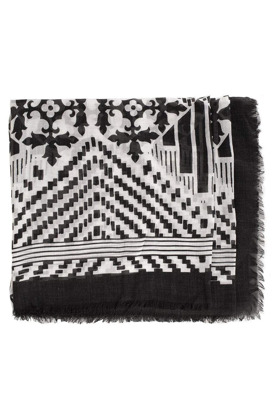 ALEXANDER MCQUEEN-Patchwork Print Scarf-BLK/WHT