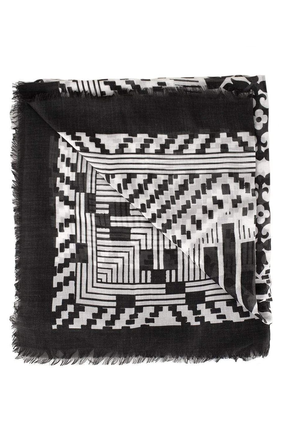 ALEXANDER MCQUEEN-Patchwork Print Scarf-BLK/WHT