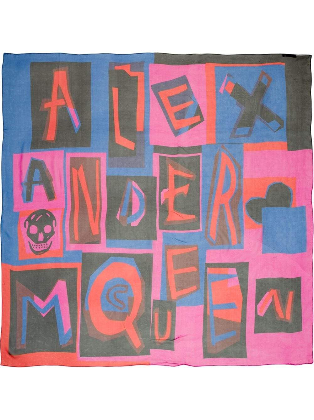 ALEXANDER MCQUEEN-Logo Scarf-BLUE/BLK