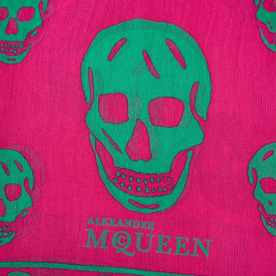 ALEXANDER MCQUEEN-Classic Skull Scarf-MAGENTA