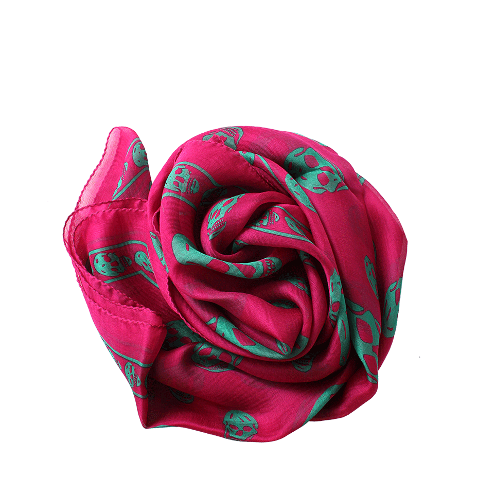 ALEXANDER MCQUEEN-Classic Skull Scarf-MAGENTA