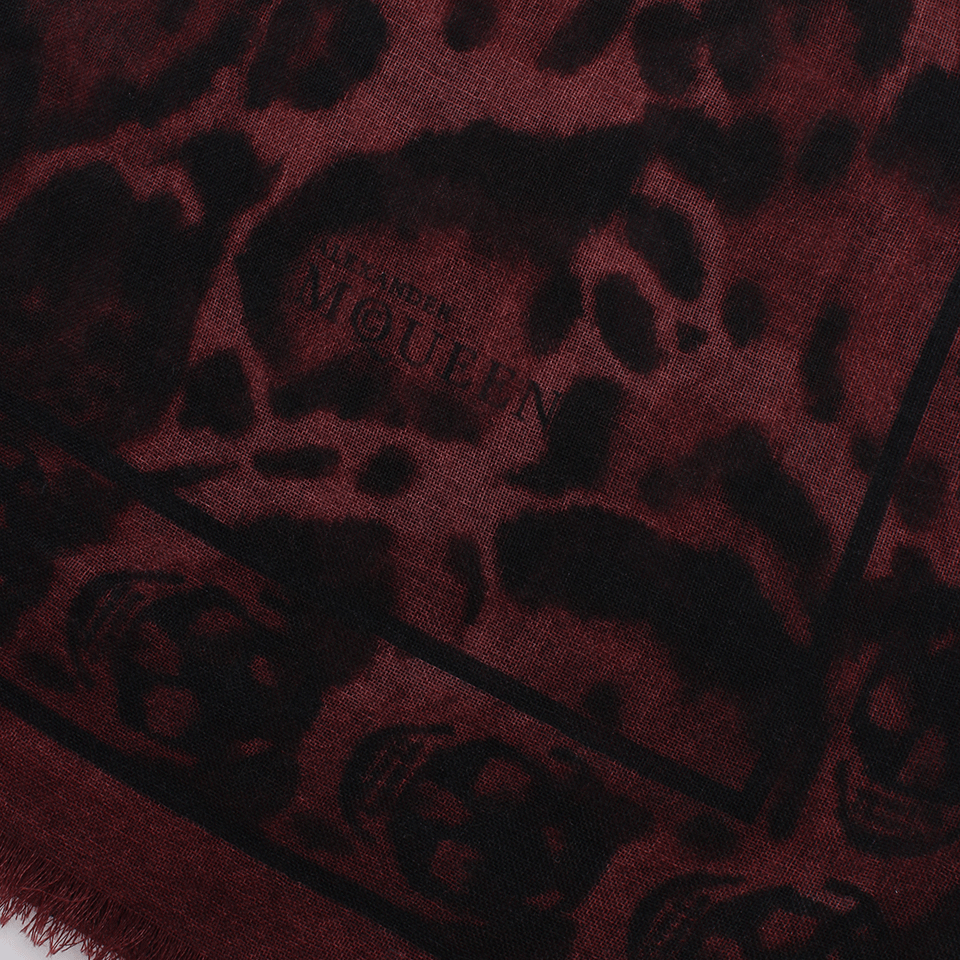 ALEXANDER MCQUEEN-Amimalier Skull Shawl-MVE/BLK