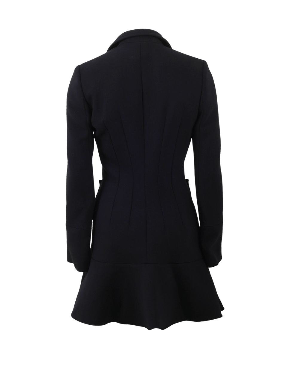 ALEXANDER MCQUEEN-Scuba Wool Peplum Coat-BLACK