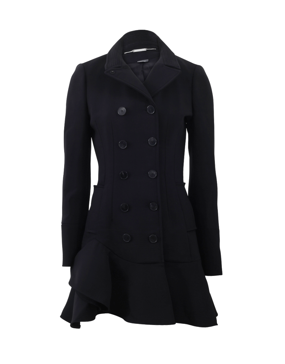 ALEXANDER MCQUEEN-Scuba Wool Peplum Coat-BLACK