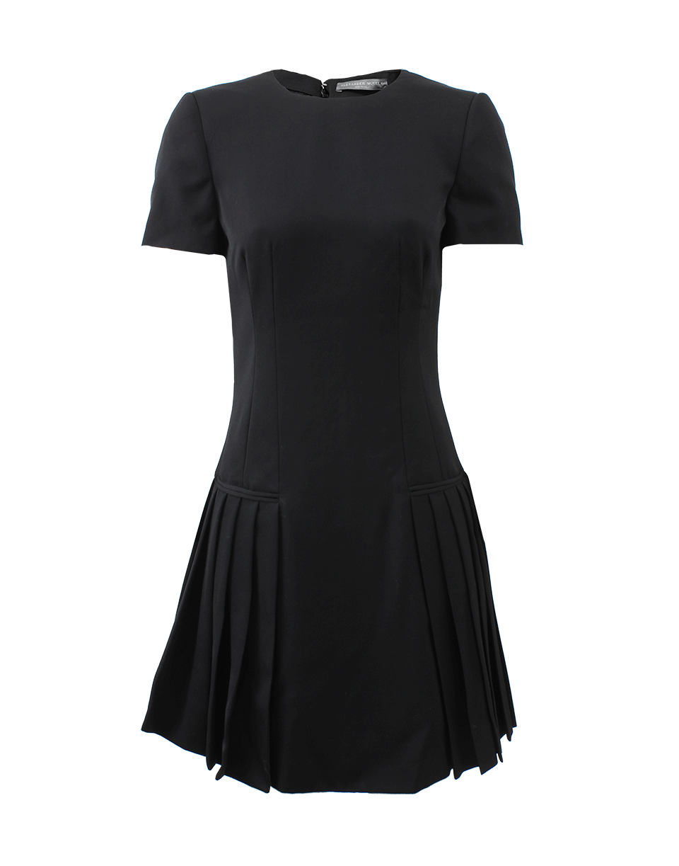 ALEXANDER MCQUEEN-Button Pleat Dress-BLACK