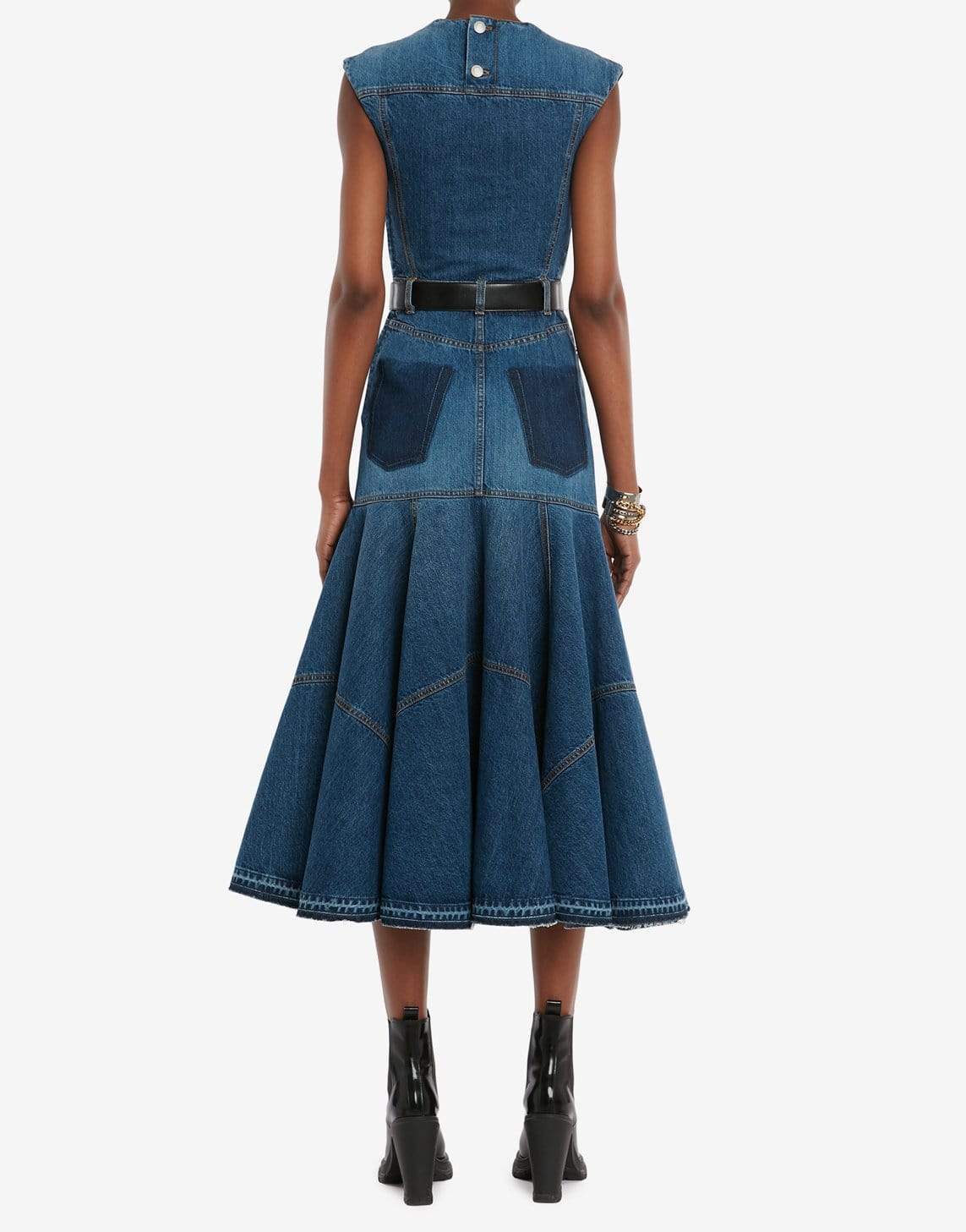 ALEXANDER MCQUEEN-Organic Blue Denim Dress-