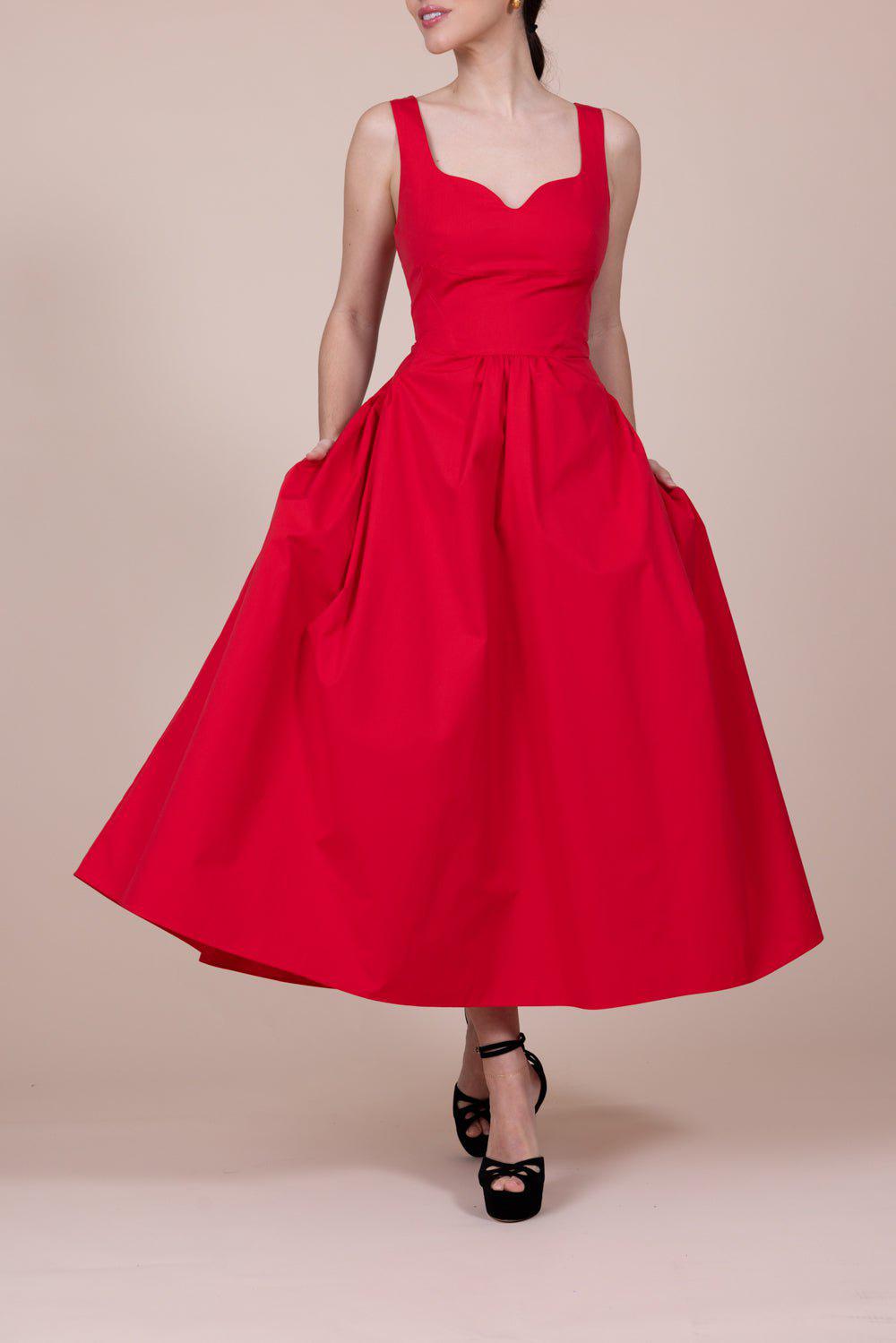 ALEXANDER MCQUEEN-Sweetheart Midi Dress-