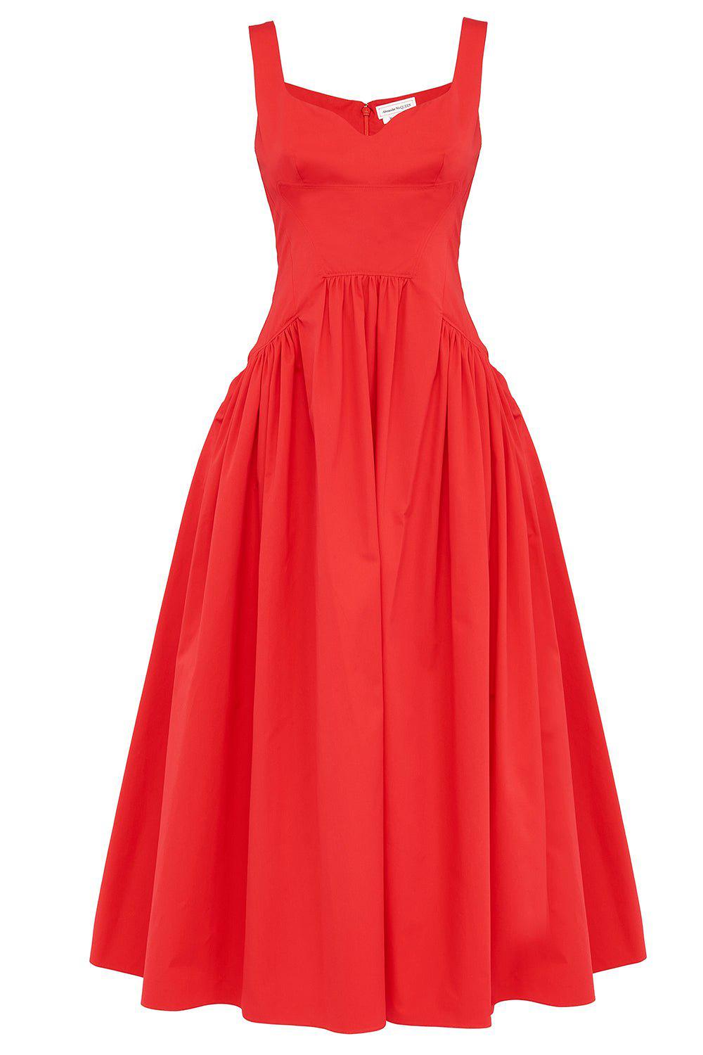 ALEXANDER MCQUEEN-Sweetheart Midi Dress-