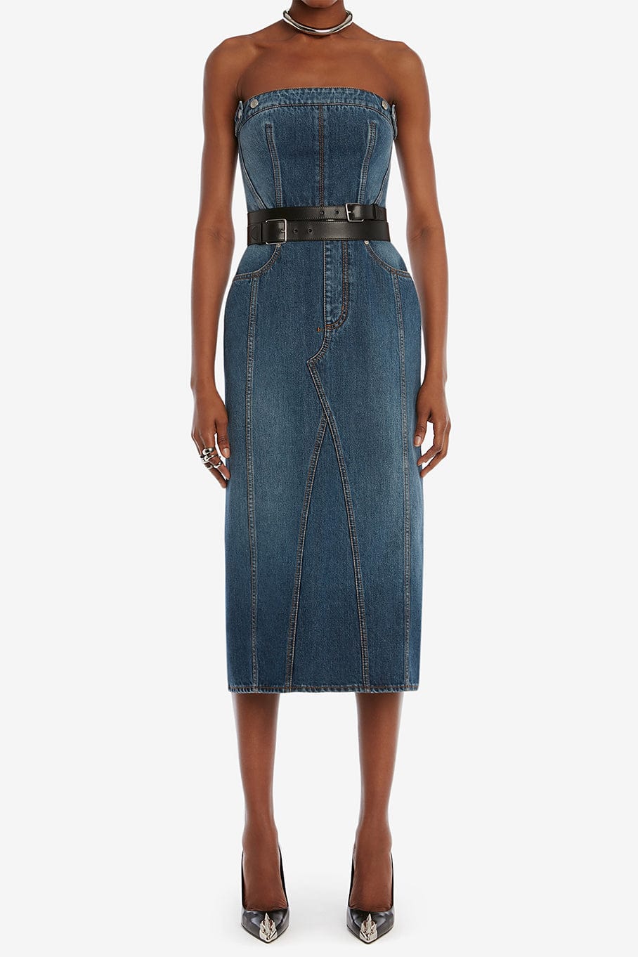 ALEXANDER MCQUEEN-Denim Dress-